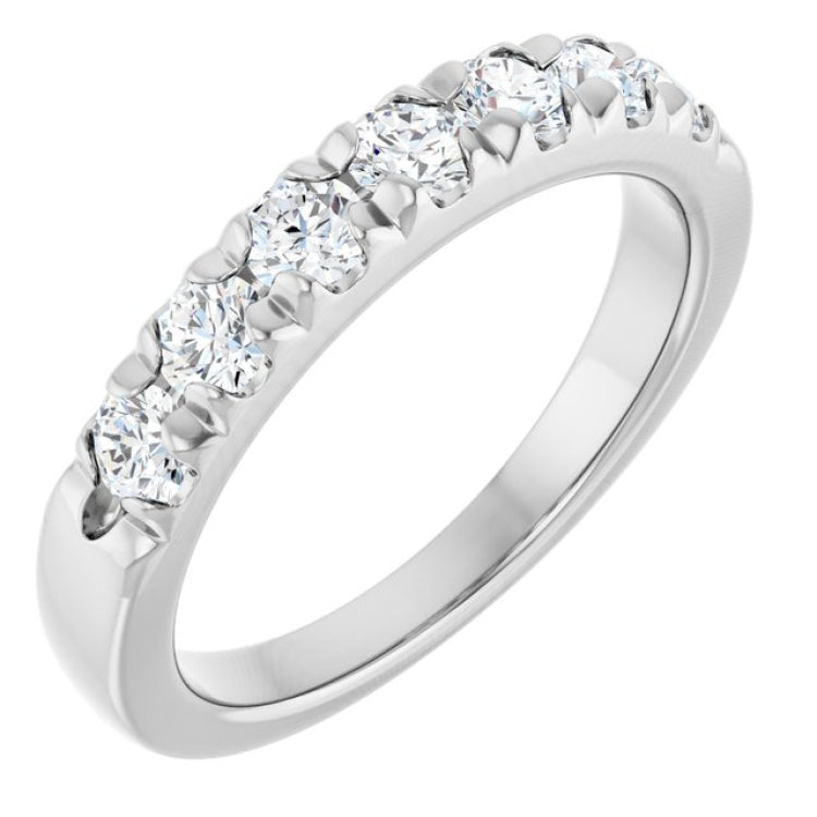 14K White 3/4 CTW Lab-Grown Diamond French-Set Anniversary Band