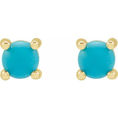 14K Yellow 4 mm Natural Turquoise Earrings