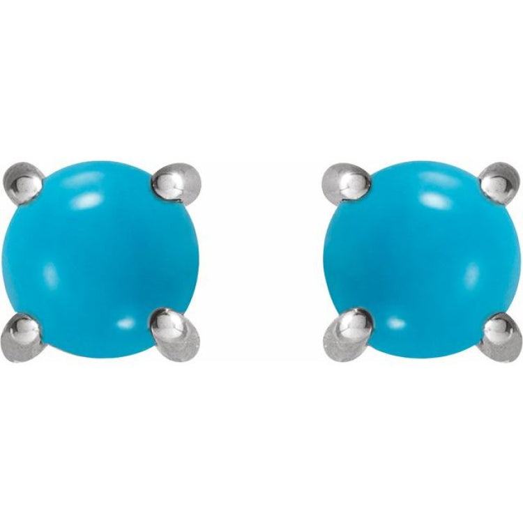 Platinum 6 mm Natural Turquoise Earrings