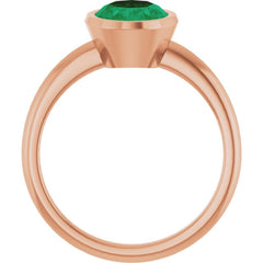 14K Rose Lab-Grown Emerald Ring