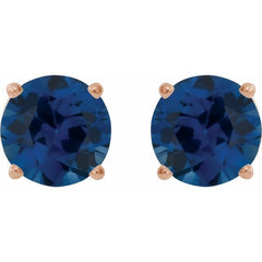 14K Rose 6 mm Lab-Grown Blue Sapphire Earrings