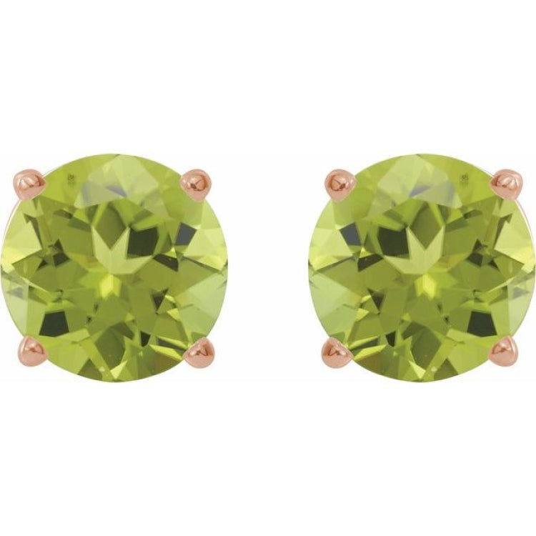 14K Rose 6 mm Natural Peridot Earrings