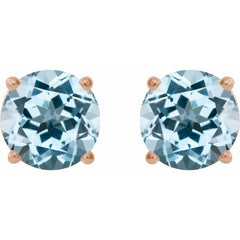 14K Rose 6 mm Natural Sky Blue Topaz Earrings