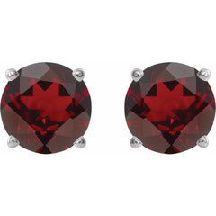 14K White 6 mm Natural Mozambique Garnet Earrings