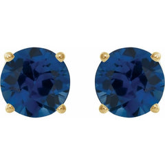 14K Yellow 6 mm Lab-Grown Blue Sapphire Earrings