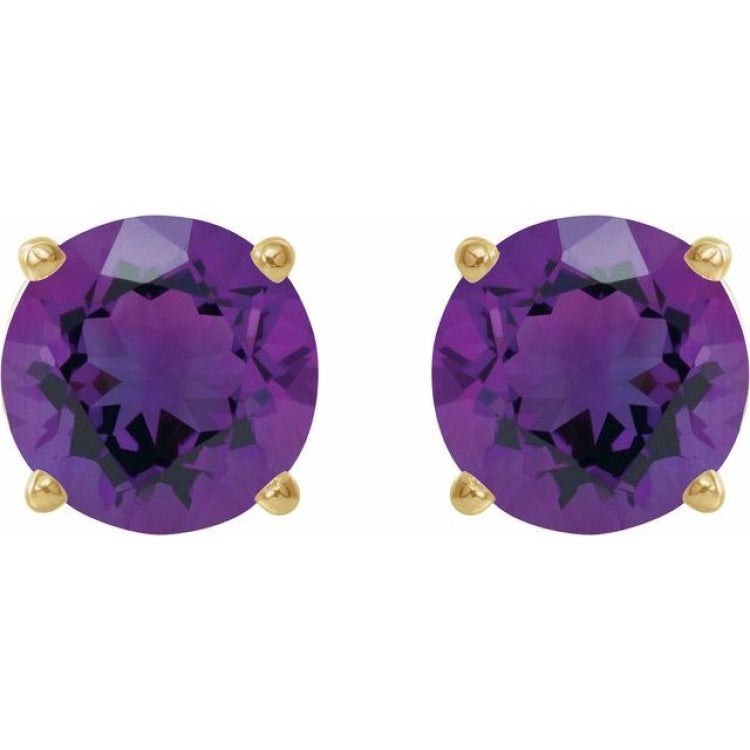 14K Yellow 6 mm Natural Amethyst Earrings