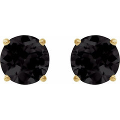 14K Yellow 6 mm Natural Black Onyx Earrings