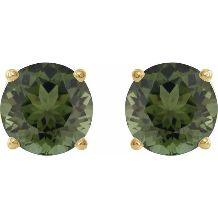 14K Yellow 6 mm Natural Green Tourmaline Earrings