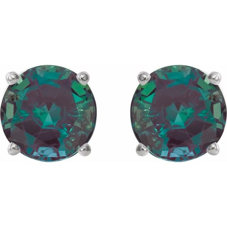 Platinum 6 mm Lab-Grown Alexandrite Earrings