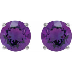 Sterling Silver 6 mm Natural Amethyst Earrings