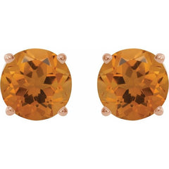 14K Rose 7 mm Natural Citrine Earrings