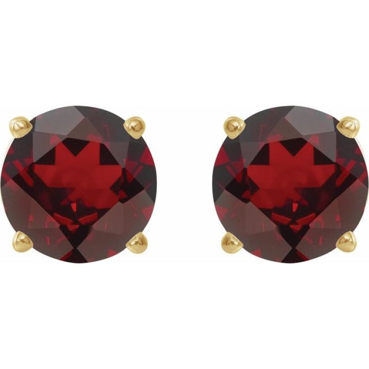 14K Yellow 7 mm Natural Mozambique Garnet Earrings