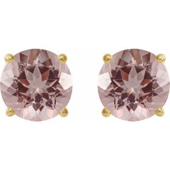 14K Yellow 7 mm Natural Pink Morganite Earrings