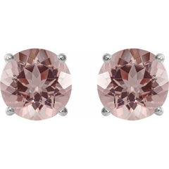 Platinum 7 mm Natural Pink Morganite Earrings