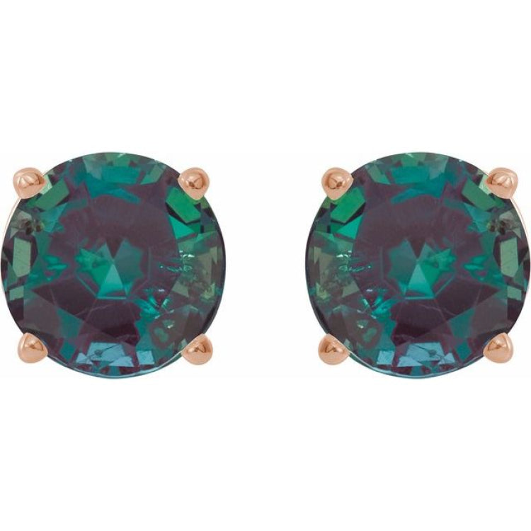 14K Rose 8 mm Lab-Grown Alexandrite Earrings