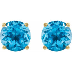 14K Yellow 8 mm Natural Swiss Blue Topaz Earrings