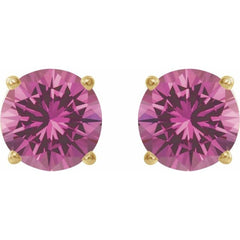14K Yellow 8 mm Lab-Grown Pink Sapphire Earrings