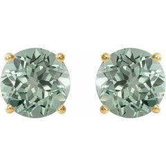 14K Yellow 8 mm Lab-Grown Green Sapphire Earrings