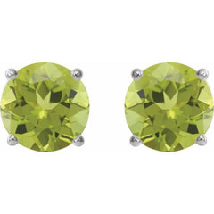 Platinum 8 mm Natural Peridot Earrings