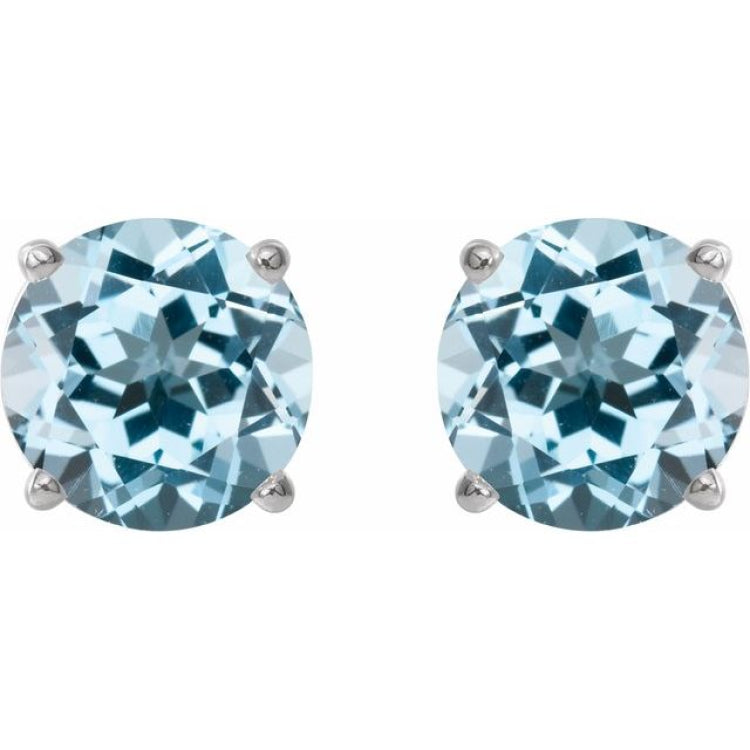 Sterling Silver 8 mm Natural Sky Blue Topaz Earrings