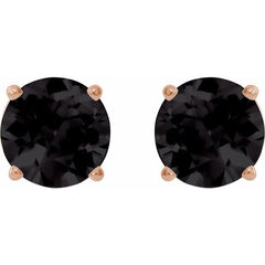 14K Rose 6 mm Natural Black Onyx Earrings