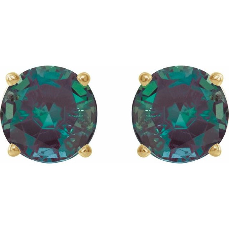 14K Yellow 6 mm Lab-Grown Alexandrite Earrings