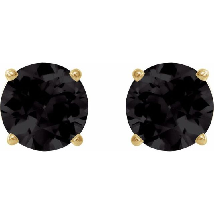 14K Yellow 6 mm Natural Black Onyx Earrings