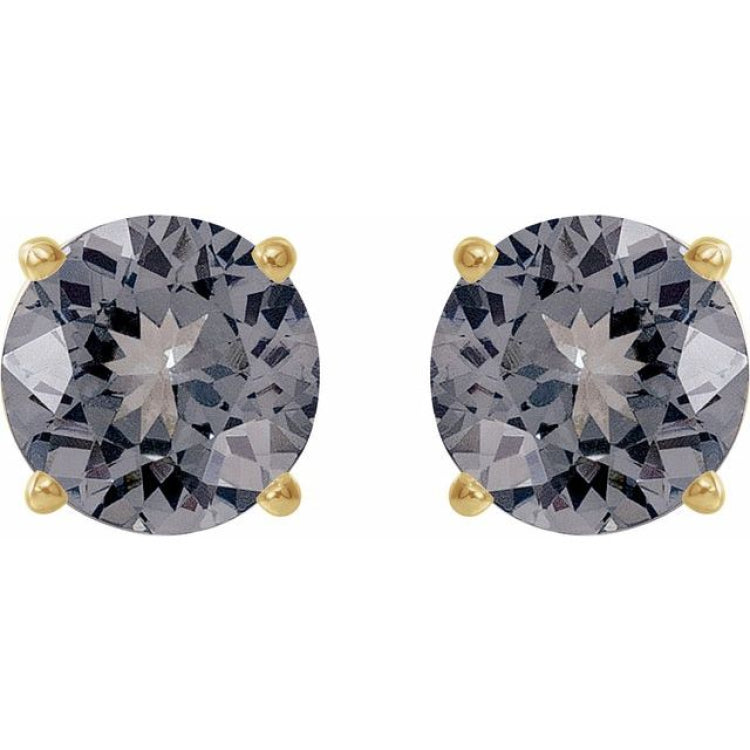 14K Yellow 6 mm Natural Gray Spinel Earrings
