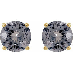 14K Yellow 6 mm Natural Gray Spinel Earrings