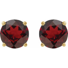 14K Yellow 6 mm Natural Mozambique Garnet Earrings