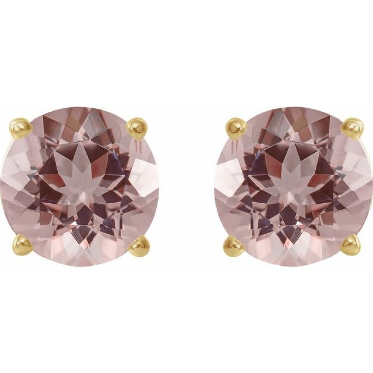 14K Yellow 6 mm Natural Pink Morganite Earrings
