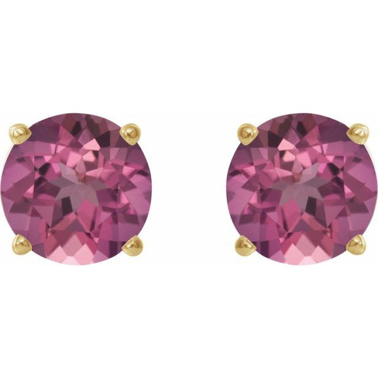 14K Yellow 6 mm Natural Pink Tourmaline Earrings