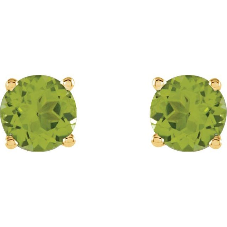14K Yellow 6 mm Natural Peridot Earrings