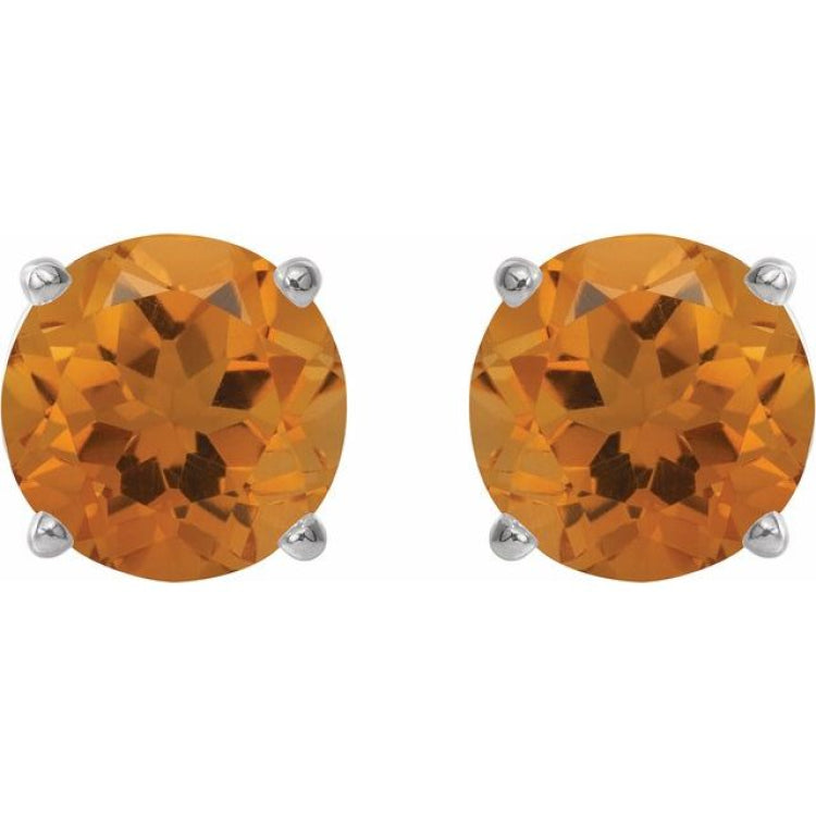 Platinum 6 mm Natural Citrine Earrings