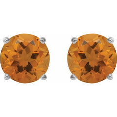 Platinum 7 mm Natural Citrine Earrings