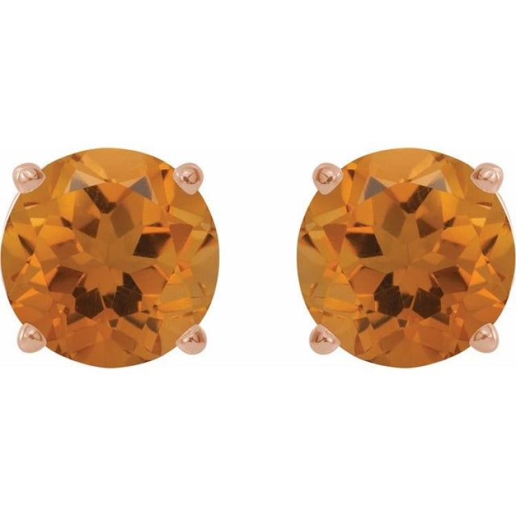 14K Rose 8 mm Natural Citrine Earrings