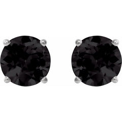 Sterling Silver 8 mm Natural Black Onyx Earrings