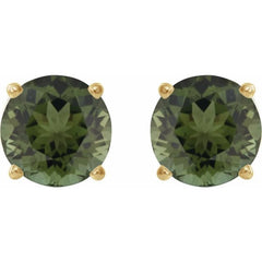 14K Yellow 6 mm Natural Green Tourmaline Earrings