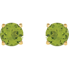 14K Yellow 6 mm Natural Peridot Earrings