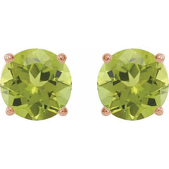 14K Rose 7 mm Natural Peridot Earrings