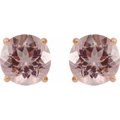 14K Rose 7 mm Natural Pink Morganite Earrings