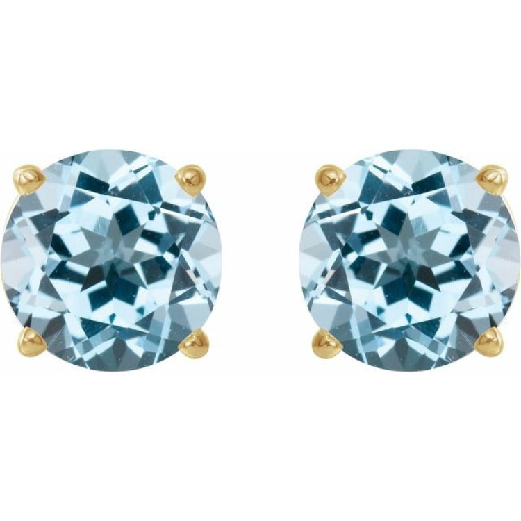 14K Yellow 7 mm Natural Sky Blue Topaz Earrings