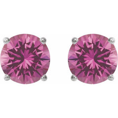 Sterling Silver 7 mm Lab-Grown Pink Sapphire Earrings