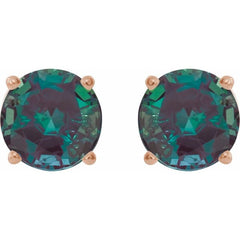 14K Rose 8 mm Lab-Grown Alexandrite Earrings