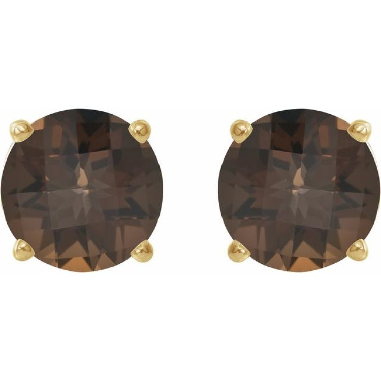 14K Yellow 8 mm Natural Smoky Quartz Earrings