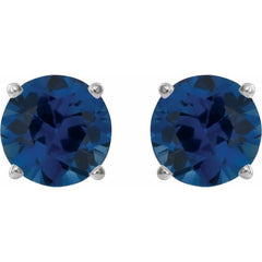 Platinum 8 mm Lab-Grown Blue Sapphire Earrings