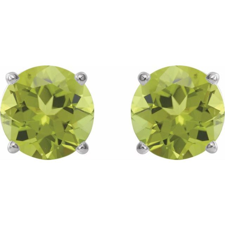Sterling Silver 8 mm Natural Peridot Earrings