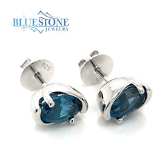 Silver London Blue Topaz Stud Earrings