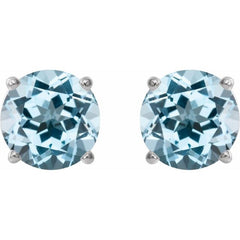 Platinum 7 mm Natural Sky Blue Topaz Earrings