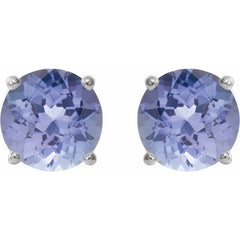 Platinum 7 mm Natural Tanzanite Earrings